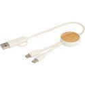 Bullet Chechia 5-in-1 recycled plastic 30 cm data sync and 27W fast charge cable with bamboo details