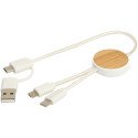 Bullet Chechia 5-in-1 recycled plastic 30 cm data sync and 27W fast charge cable with bamboo details