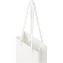Bullet paper bag 9,5x4x17 cm with plastic handles - 170 g/m²