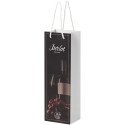 Bullet paper wine bottle bag 12x9x37 cm with plastic handles - 170 g/m²
