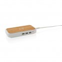 XD Collection Bamboo USB hub with 5W wireless charger