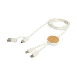 Bullet Chechia 5-in-1 rplastic 150 cm data sync and 27W fast charge cable with bamboo details