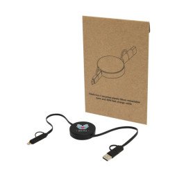 Bullet Citala 5-in-1 recycled plastic 90 cm retractable data sync and 40W fast charge cable