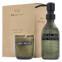 WELLmark Discovery hand soap dispenser and scented candle set