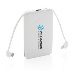 XD Collection 5.000 mAh Pocket Power bank with integrated cables