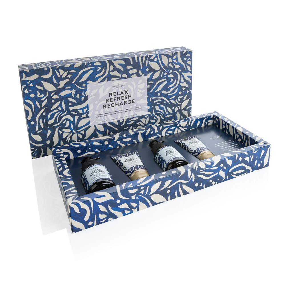 The Gift Label giftset - Relax Refresh Recharge | PrintSimple